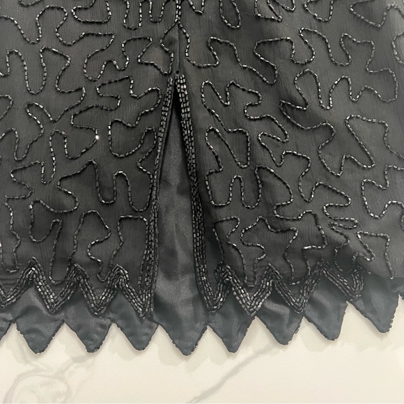 Vintage Laurence Kazar Womens Beaded Cocktail Dress Black Lined size small - Picture 4 of 12